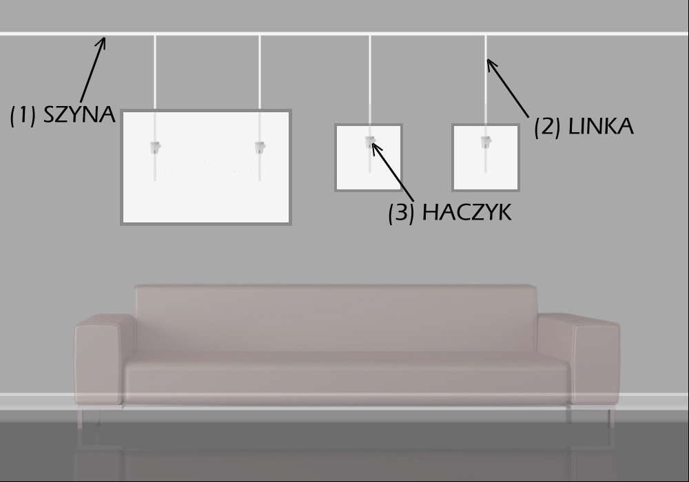 STAS Cliprail Max szyna do wieszania obrazów 200CZ Szerokość produktu 0.82 cm