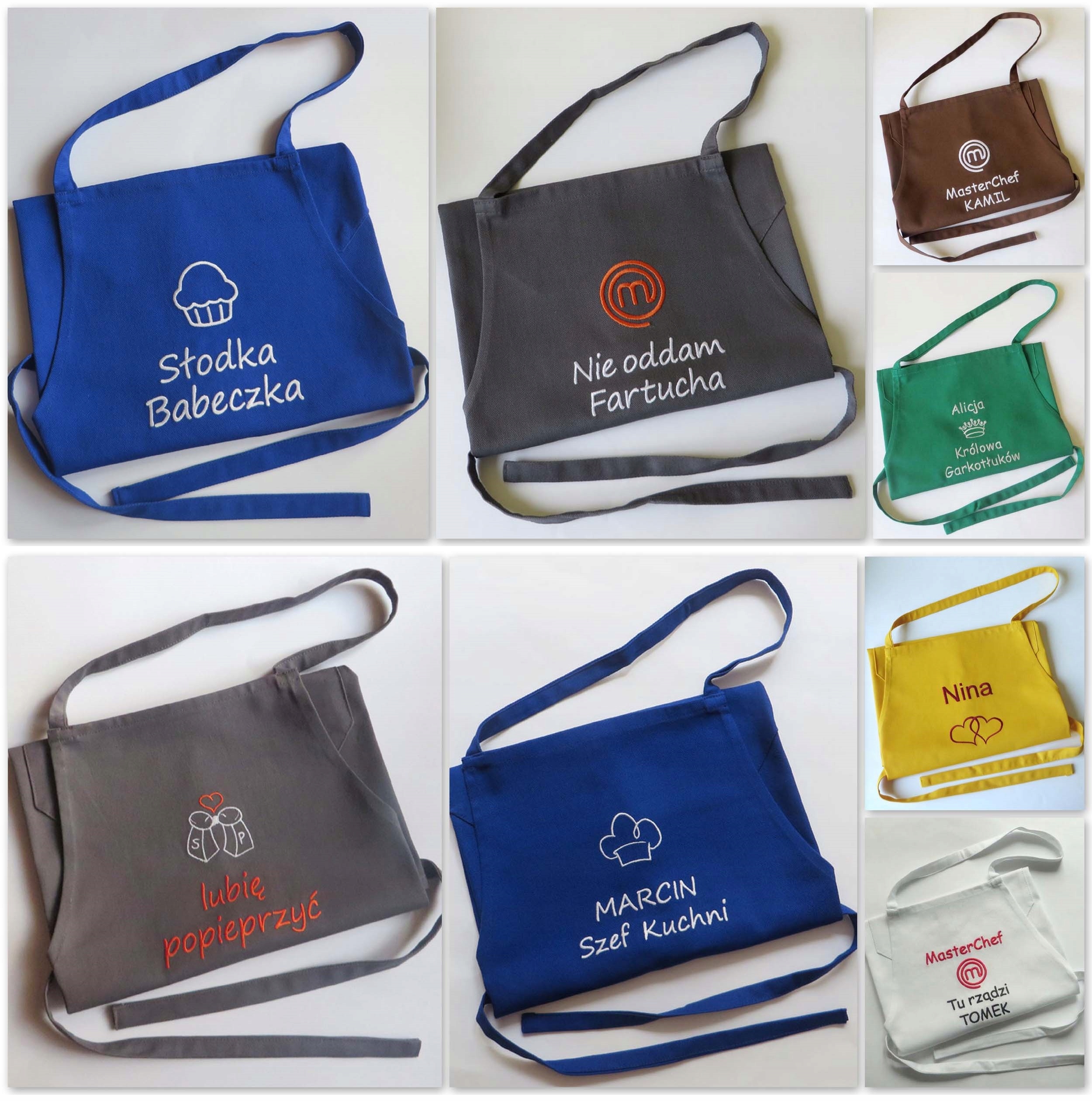 Fartuch z HAFTEM imię MASTERCHEF chłopaka PREZENT Kod produktu fartuszek kuchenny z napis niego urodziny 30,40,50