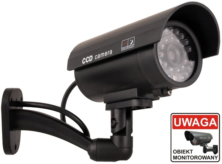 KAMERA ŚCIENNA ATRAPA MONITORING KAMERY LED ALARM