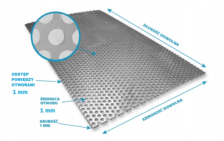 Blacha nierdzewna perforowana na wymiar 1 RV 1-2 Grubość 1 mm