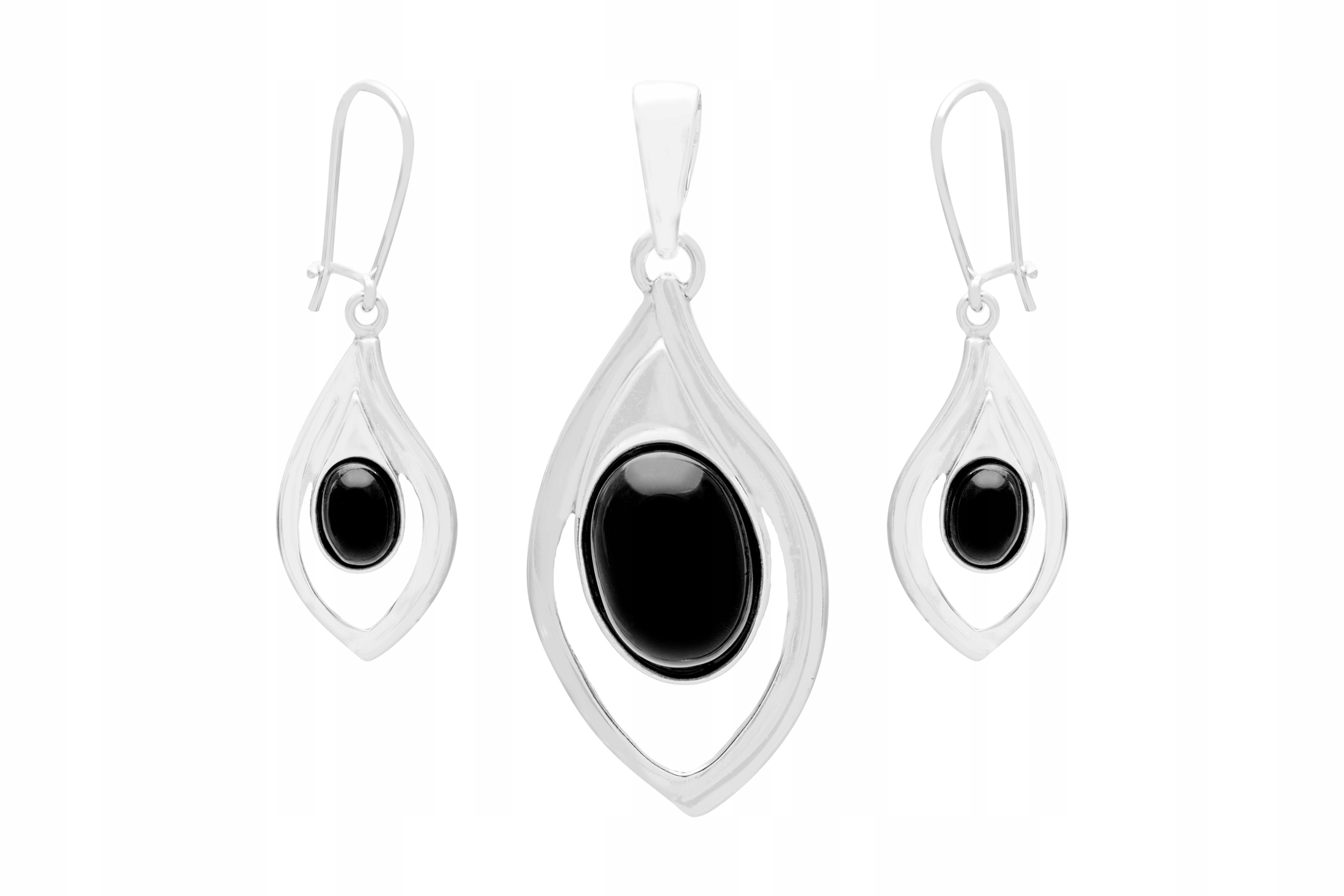 Stříbrný Set Náušnice Přívěsek Onyx