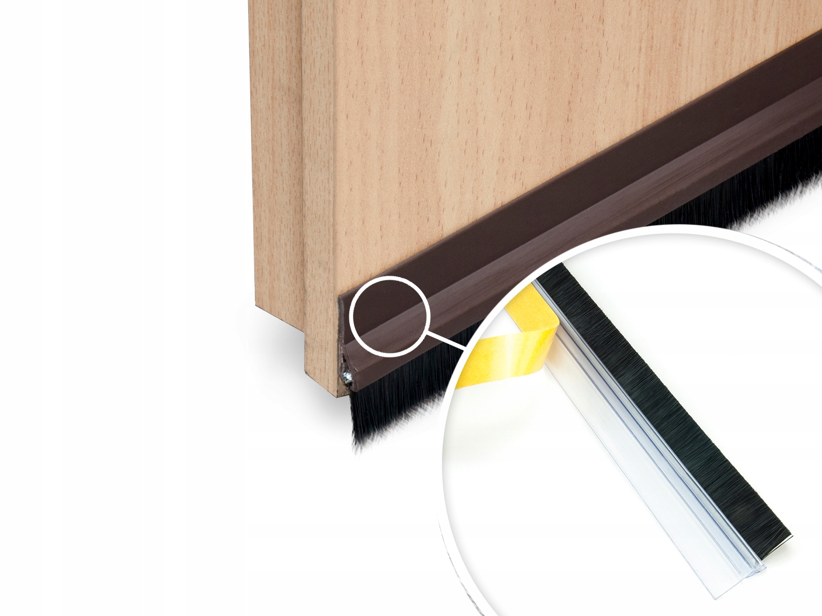 LISTWA do Drzwi Samoprzylepna USZCZELNIAJĄCA ze Szczotką 20mm BRĄZ 2szt. Marka DQ-PP