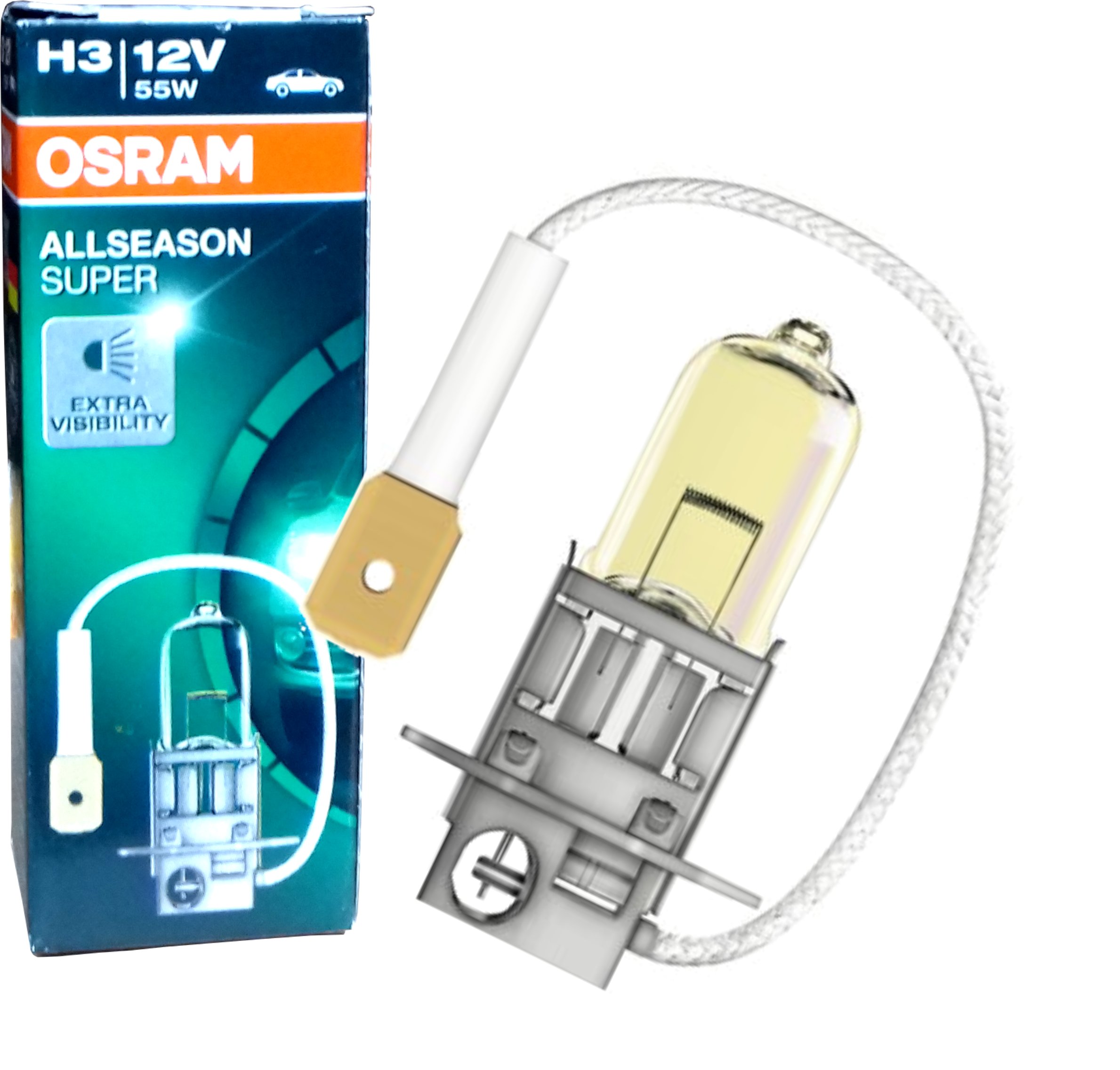 żarówka OSRAM AllSeason Super ŻÓŁTA H3 12V55W +30% 64151ALS za 20,99 zł ...