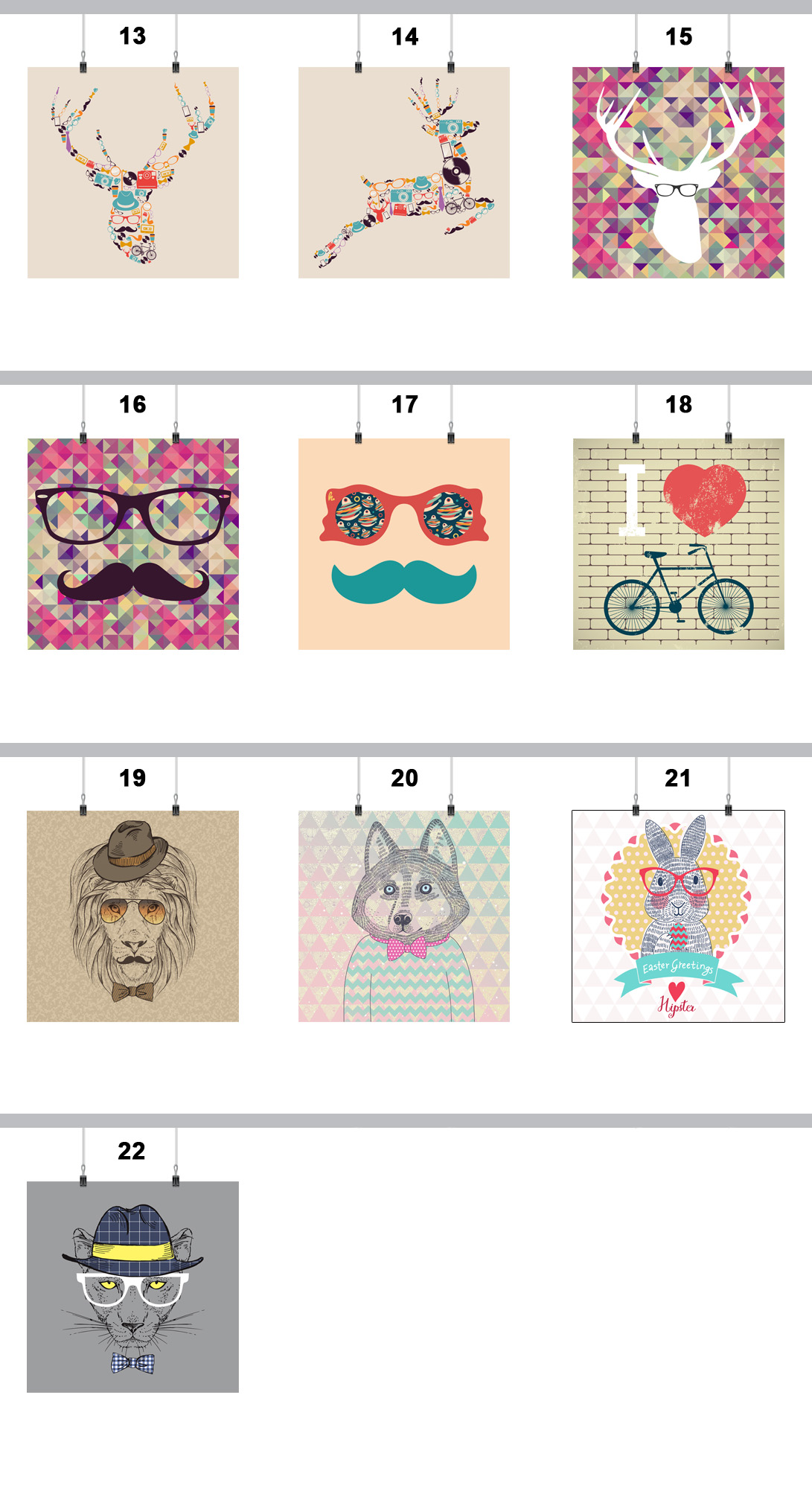 PLAKAT HIPSTER JELEŃ WĄS 60x60 CM 22 WZORY MATOWY Wysokość produktu 60 cm