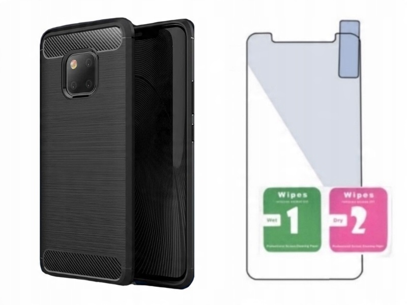 

Etui guma Karbon obudowa + Szkło do Huawei Mate 20