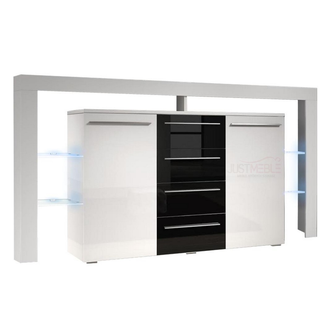 komoda do sypialni - RIVA 2 PLUS z LED w połysk Kolekcja Riva