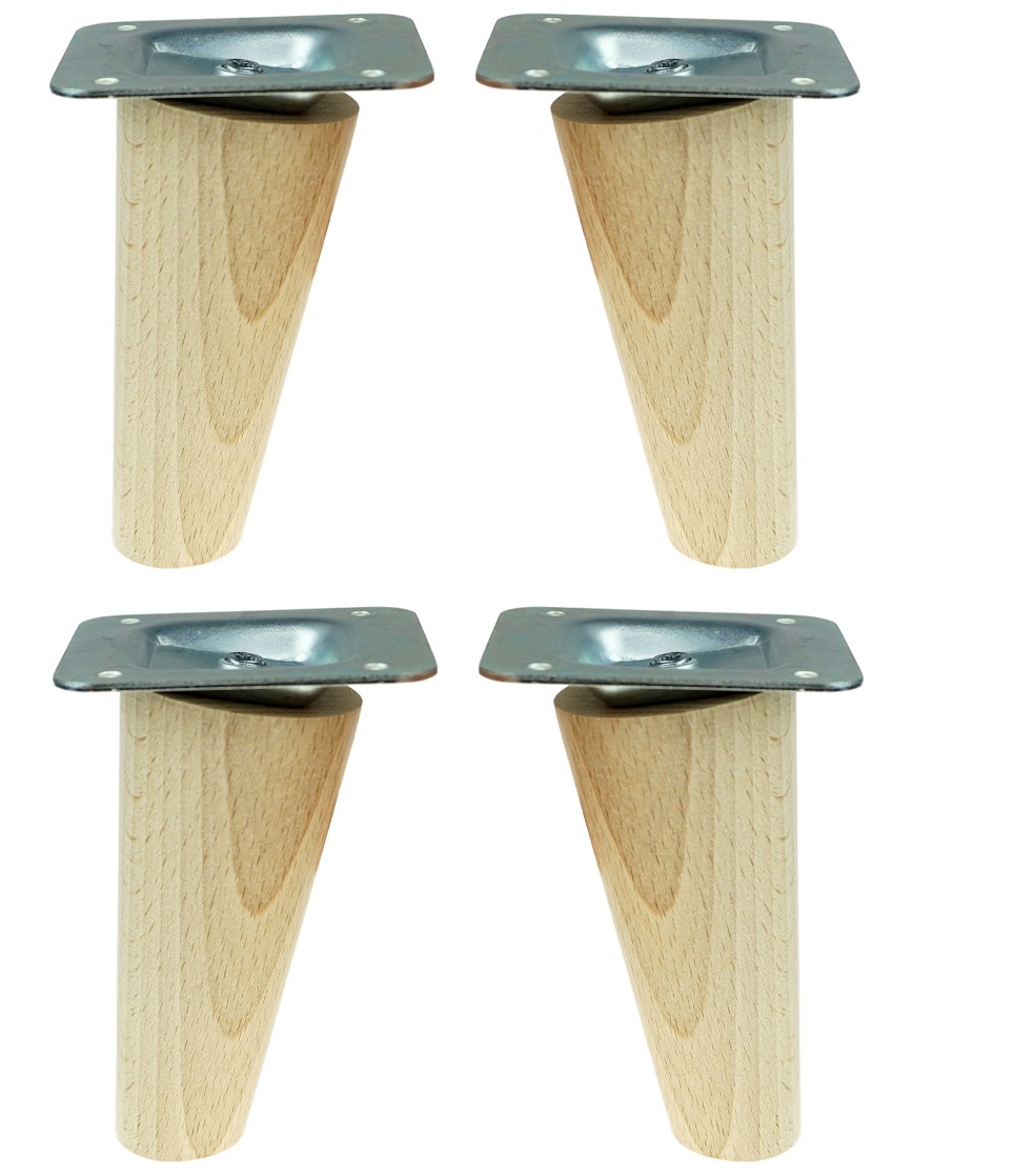 4x nožičky, drevené nožičky 10 cm s montážnou doskou