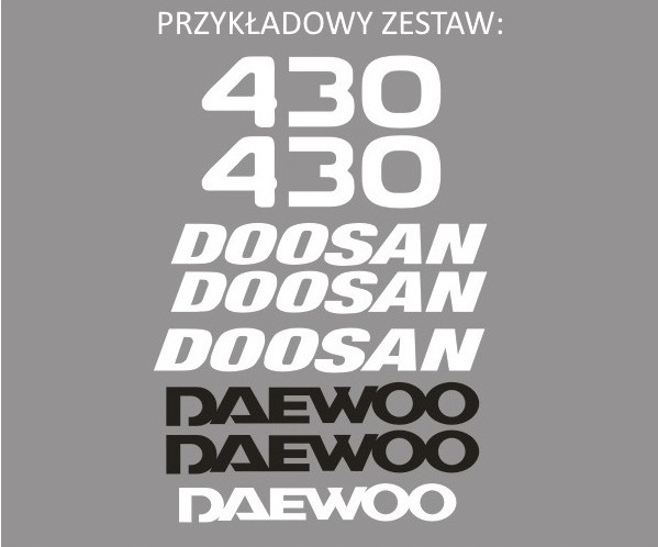 Samolepky s nálepkami Doosan 430, 440, 450, 460, 470