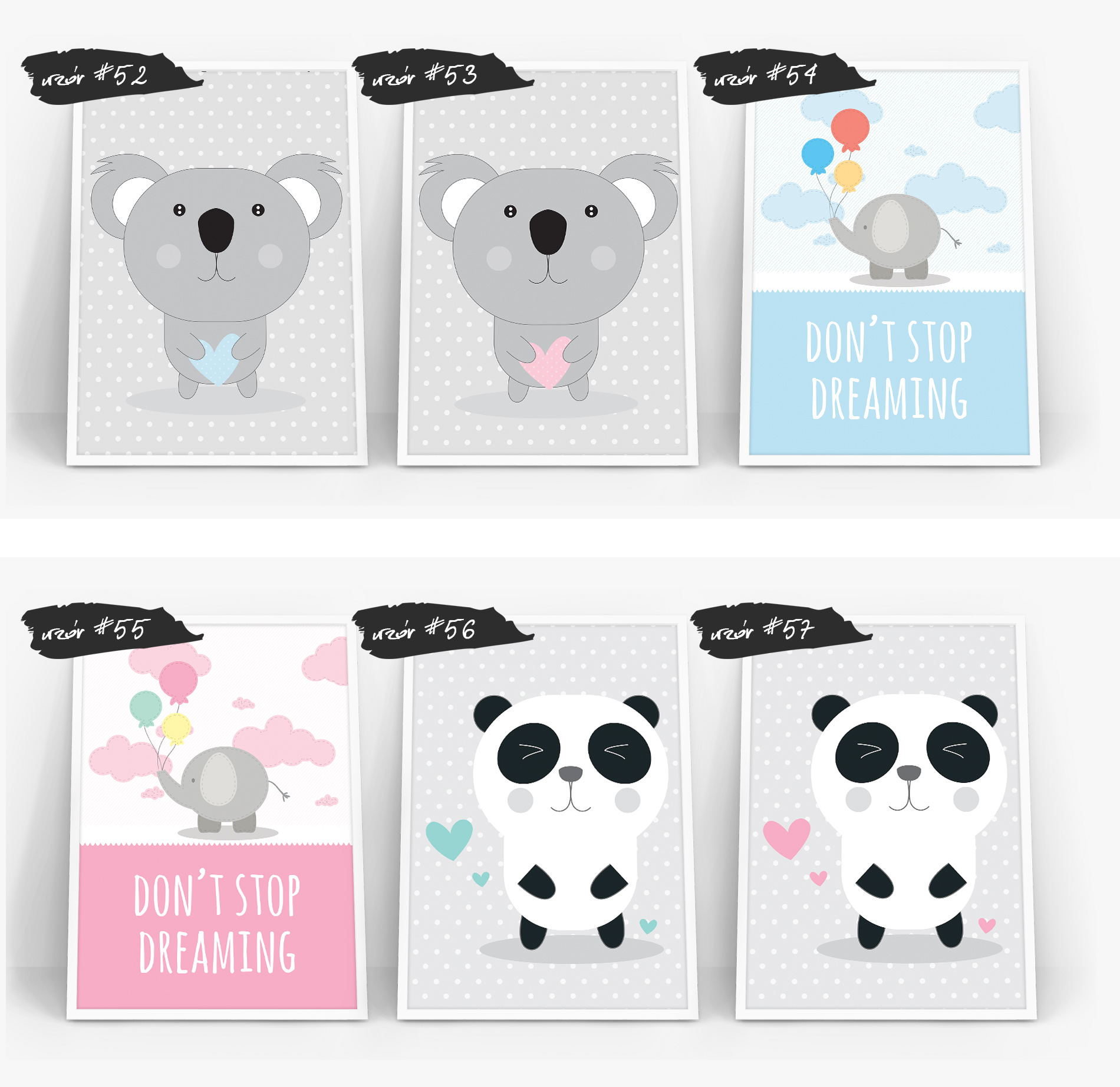 PLAKAT obrazki dla dzieci NOWE WZORY A3 + RAMKA Płeć chłopcy