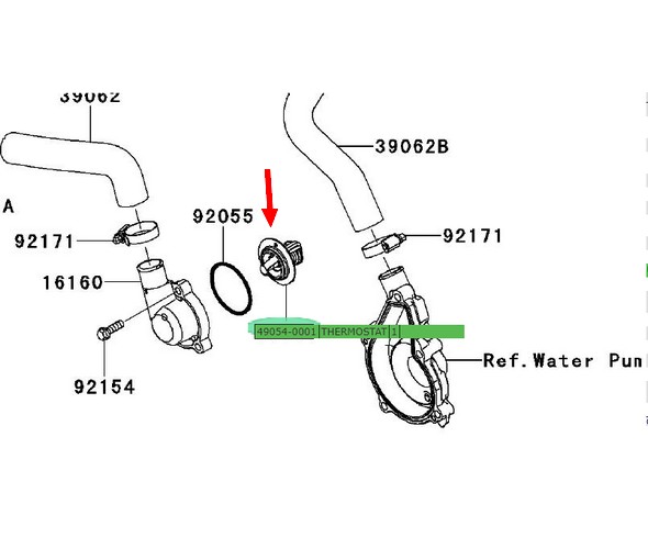 TERMOSTAT kawasaki Z 650 Ninja 650 Z 400 Ninja 400 Numer katalogowy części 49054-0001