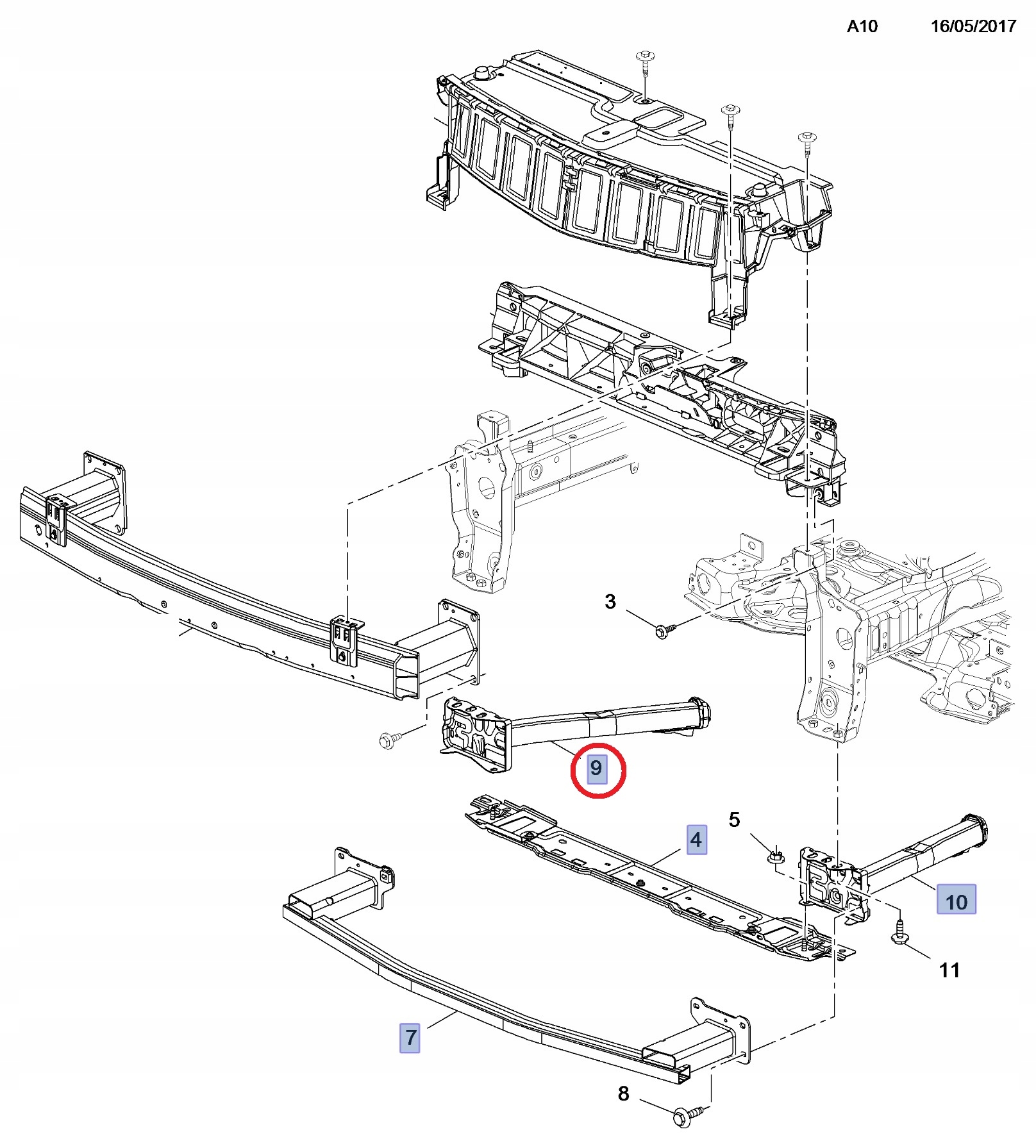 STREFA ZGNIOTU WSPORNIK SANEK WÓZKA R COMBO E Producent części Peugeot OE