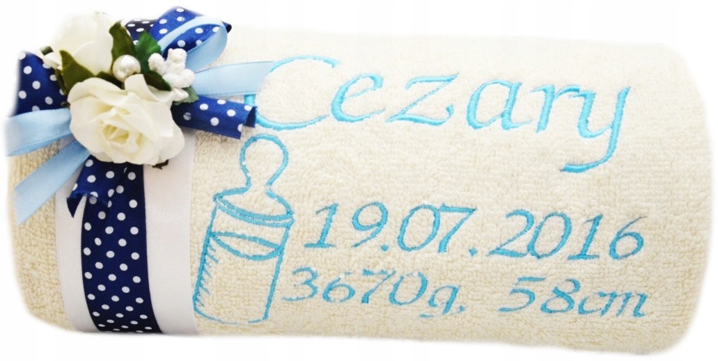 

Ręcznik z Haftem Prezent na Chrzest Roczek Urodzin