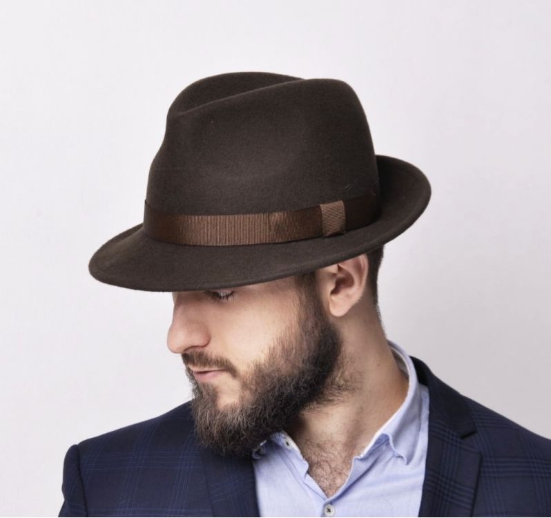 

Kapelusz fedora Frank 100% wełna 57 brąz