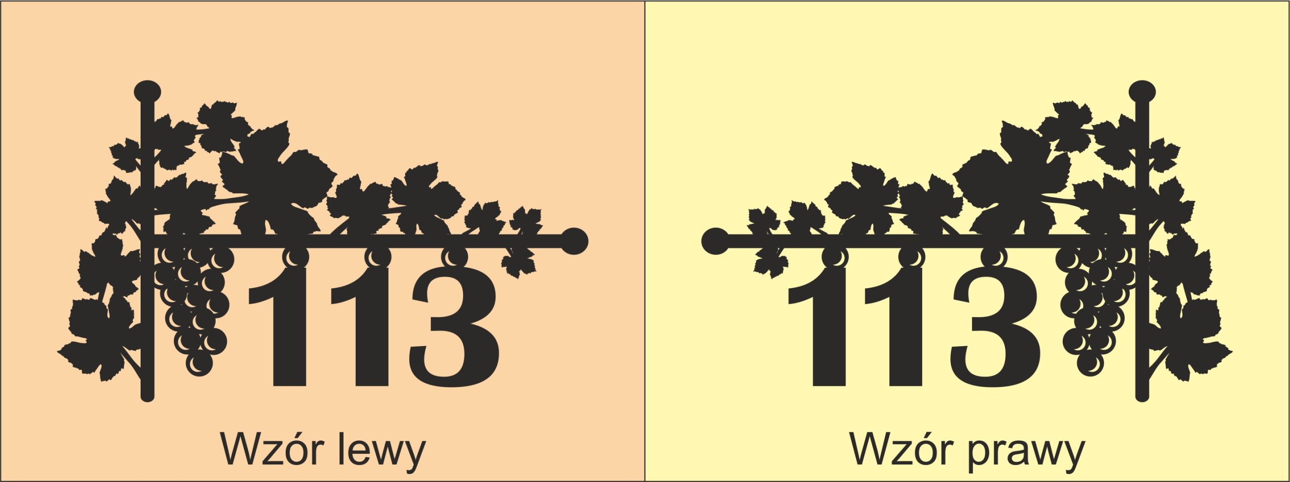 Ażurowa tablica adresowa, numer domu, winogrona Marka Merlin - aluszyld