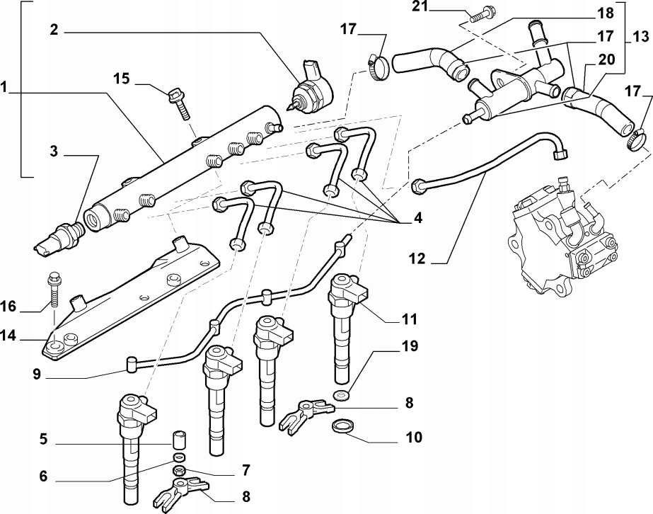 złączka przewód wtryskowy Fiat Grande Punto 1.3 D 55221232 za 40