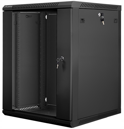 15U 19" Szafa Rack wisząca teleinformatyczna Szafka szklane 600 Czarna