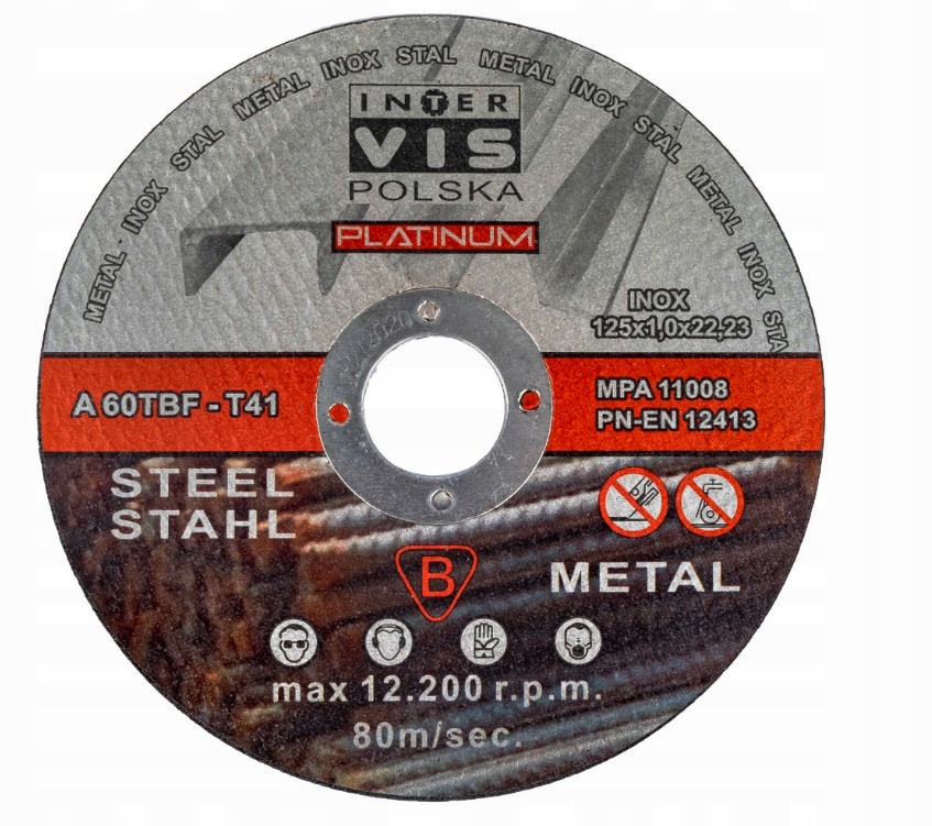 10x TARCZA do CIĘCIA METALU STALI 125x1,0 INTER-VIS INOX Kod producenta IVMC12510