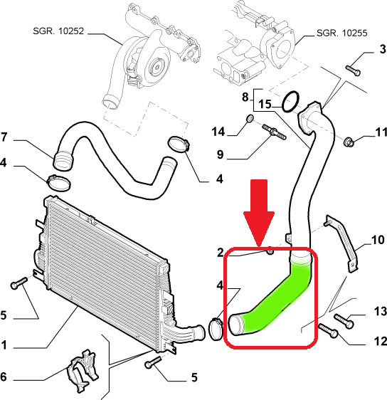 ТРУБКА Патрубок TURBO ІНТЕРКУЛЕР ALFA ROMEO 159 1 . 9 JTD Виробник запчастини Turborury foto 5