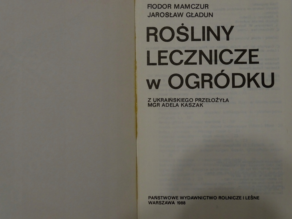 ROŚLINY LECZNICZE W OGRÓDKU MAMCZUR GŁADUN Nośnik książka papierowa