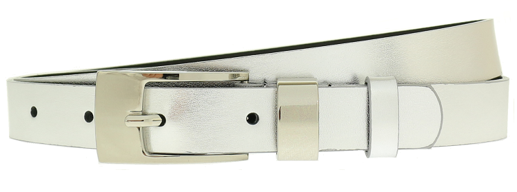 

Pasek Damski Szeroki srebrny Skóra Skórzany 2,3 cm