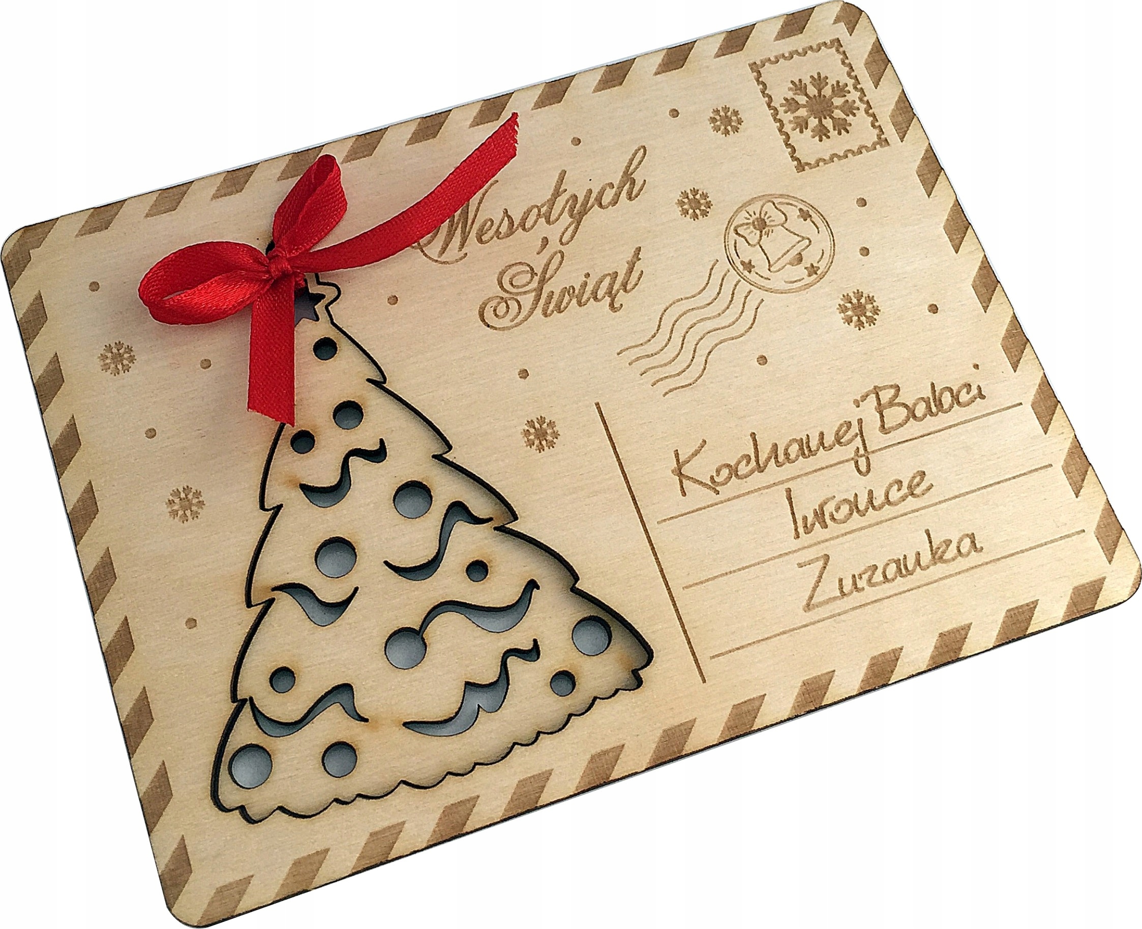 

Kartka Świąteczna drewniana z Ozdoba na choinka #1