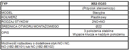 PRZYCISK STEROWNICZY XB2-EG03 STACYJKA Marka Adelid
