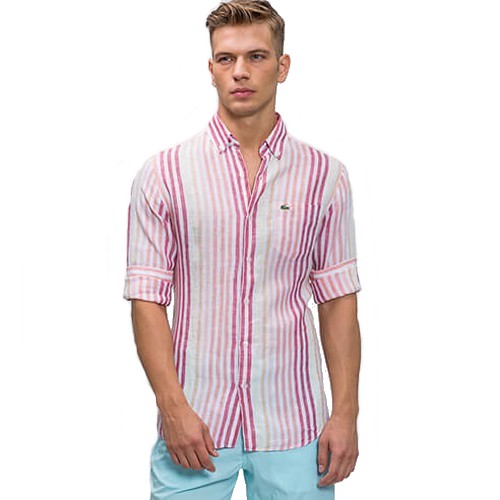 

Lacoste CH0621 Lniana Koszula Męska Paski 43/L