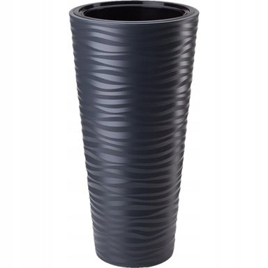 Kvetináč, črepník - DONICA SAHARA SLIM 3D Z WKŁADEM H57 FI30 ANTRACYT