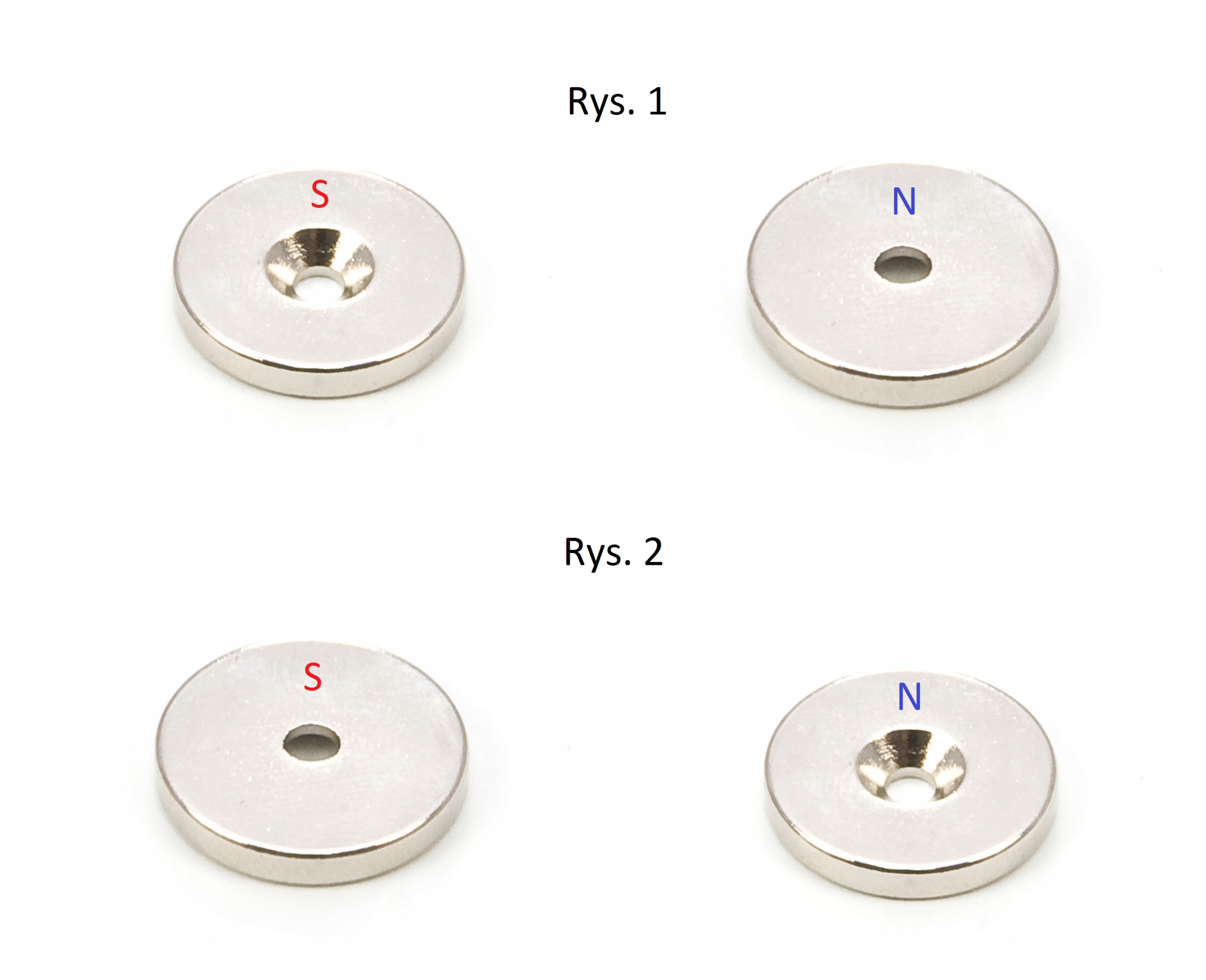 MOCNY MAGNES NEODYMOWY 15x5 mm Z OTWOREM 7,5/4,5 mm POD WKRĘT 4 SZTUKI Liczba sztuk w ofercie 4 szt.