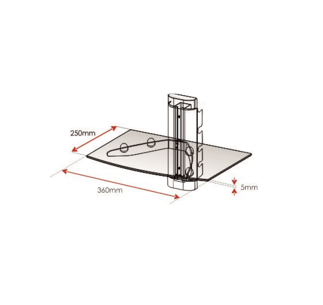 PÓŁKA ŚCIENNA RTV DVD Z REGULACJĄ SZKLANA Marka Red Eagle