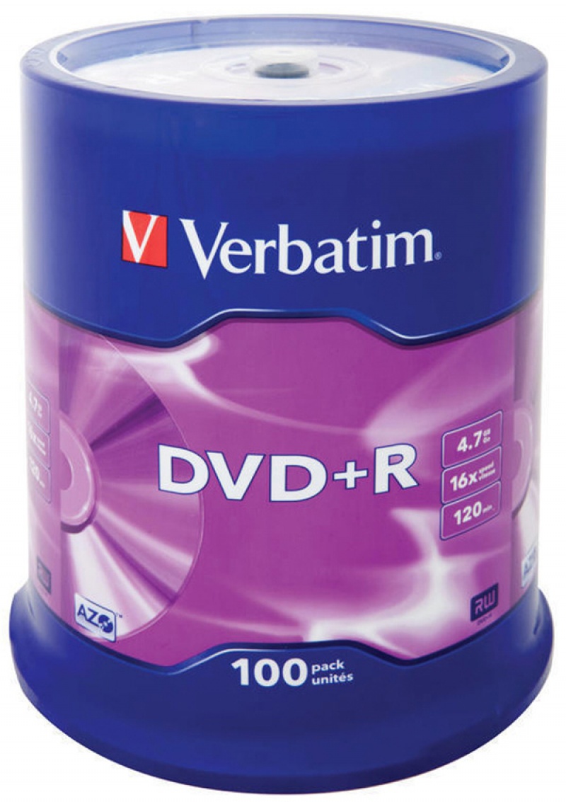 Фото - Оптичний диск Verbatim Płyta Dvd+r  Azo, 4,7GB, 16X, Cake 100SZT. 