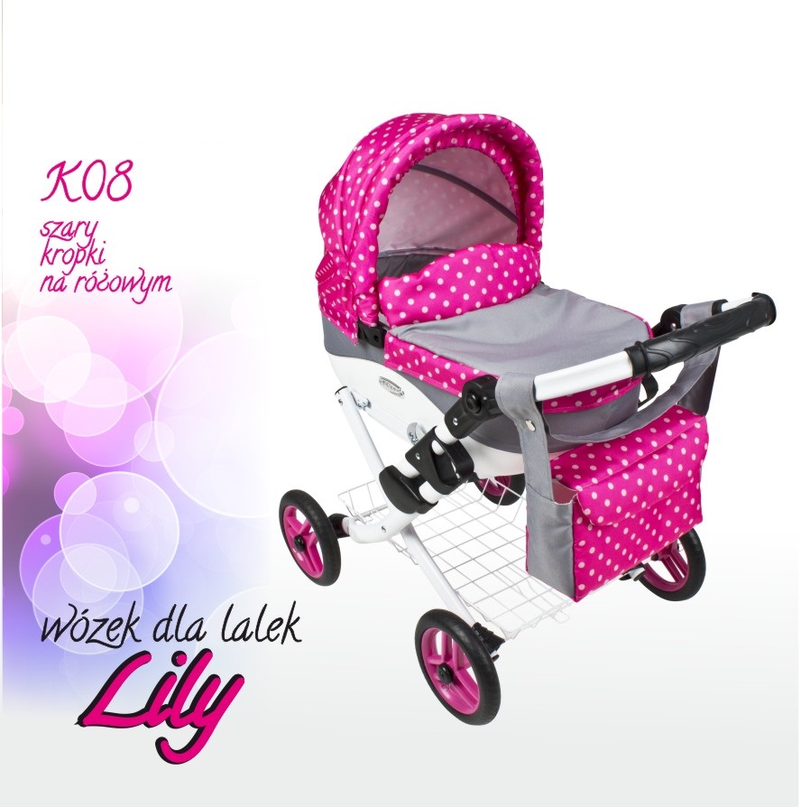 WÓZEK LALKOWY ADBOR - LILY dla lalek RÓŻNE KOLORY Seria wózek dla lalek