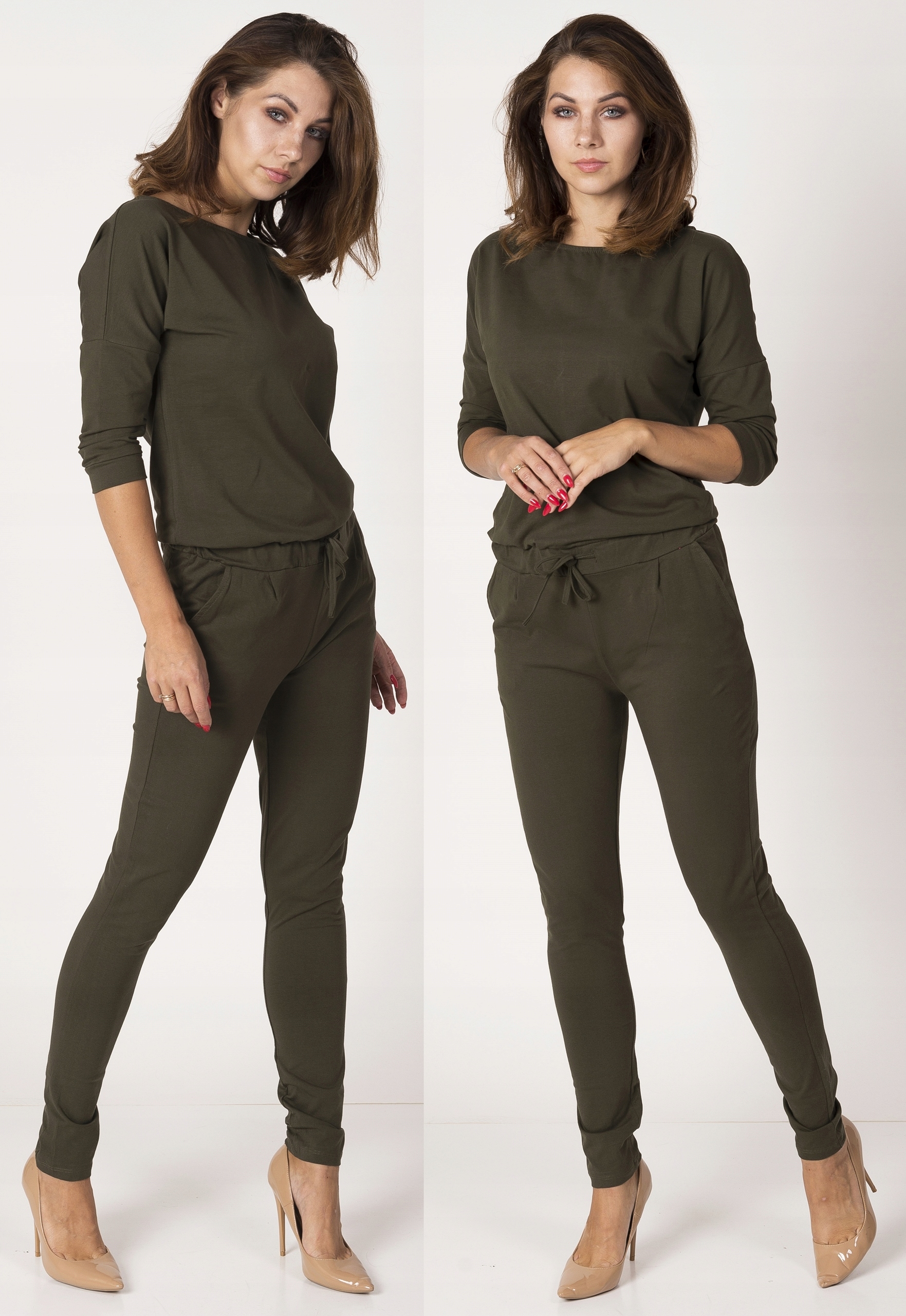 DOPASOWANY KOMBINEZON casual KOLORY UNI Dekolt okrągły