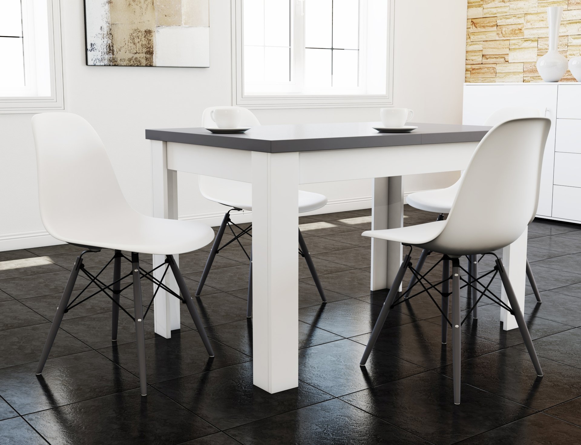 rozkładany stół 80/120/165 + 4 nowoczesne krzesła Kod producenta S-44 K-87