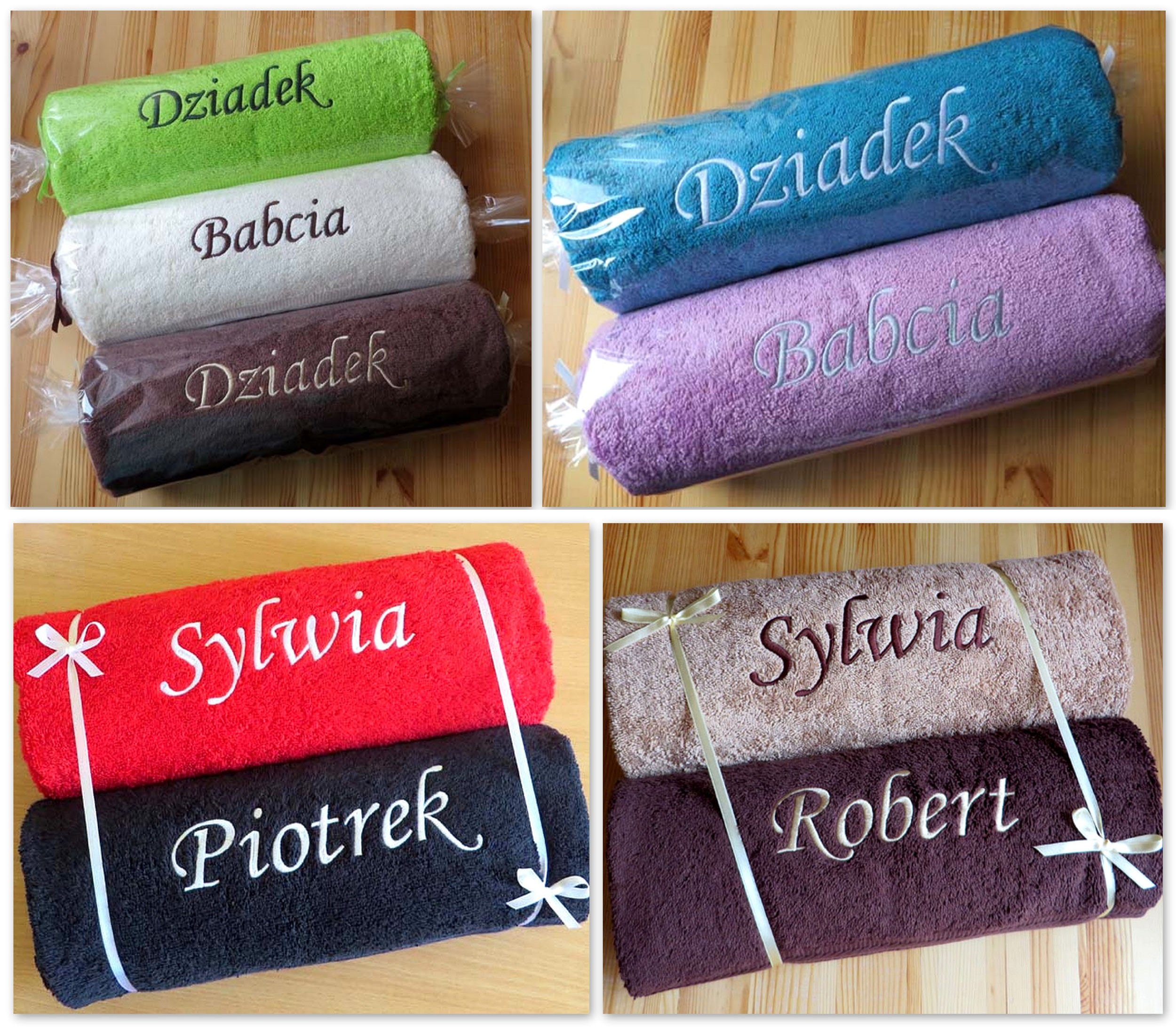 Ręczniki z HAFTEM napis IMIĘ prezent ŚLUB ROCZNICA Z dedykacją Tak