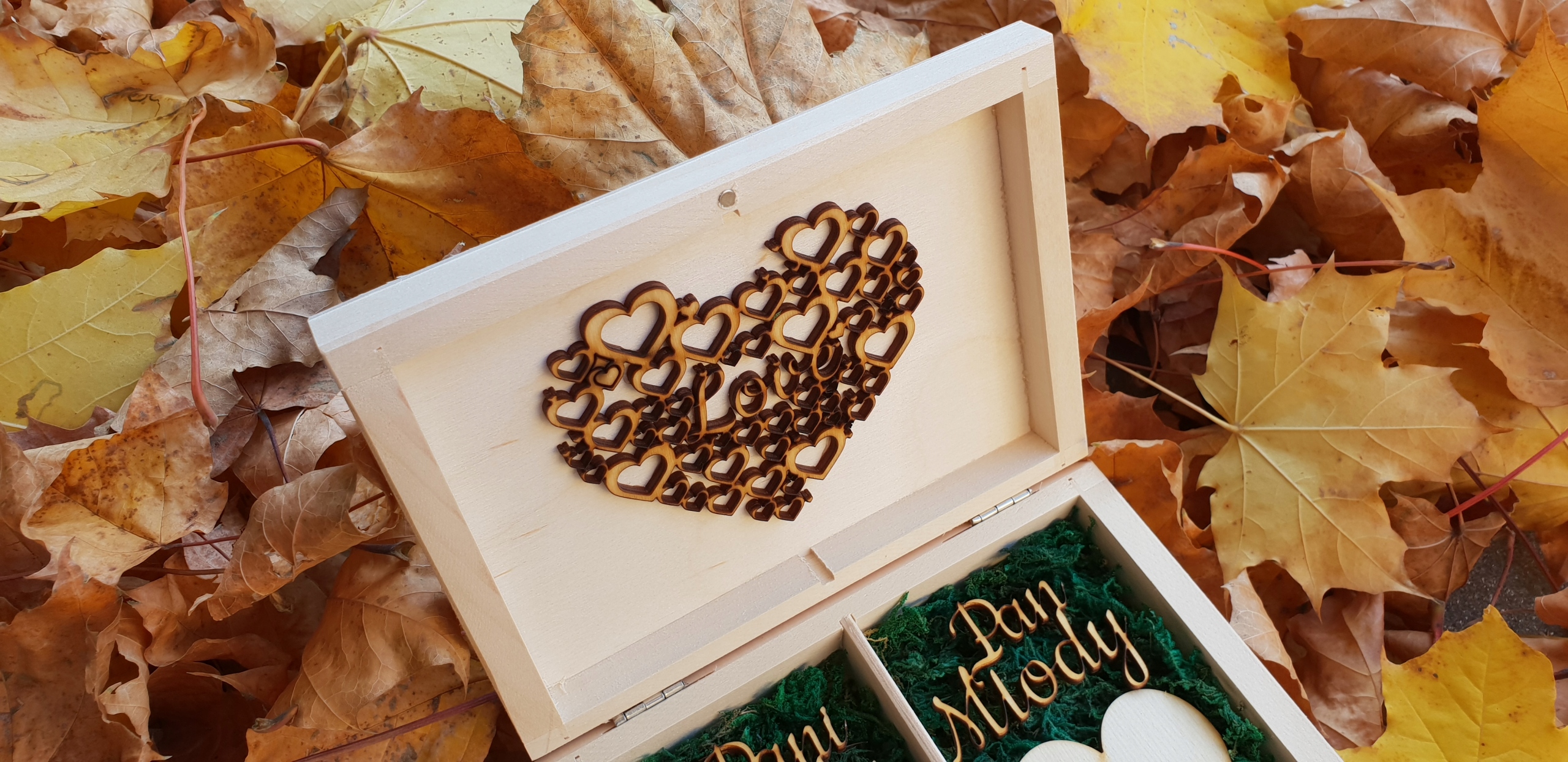 KOMPLET PUDEŁKO NA KOPERTY + NA OBRĄCZKI ŚLUB MECH Szerokość produktu 23.5 cm