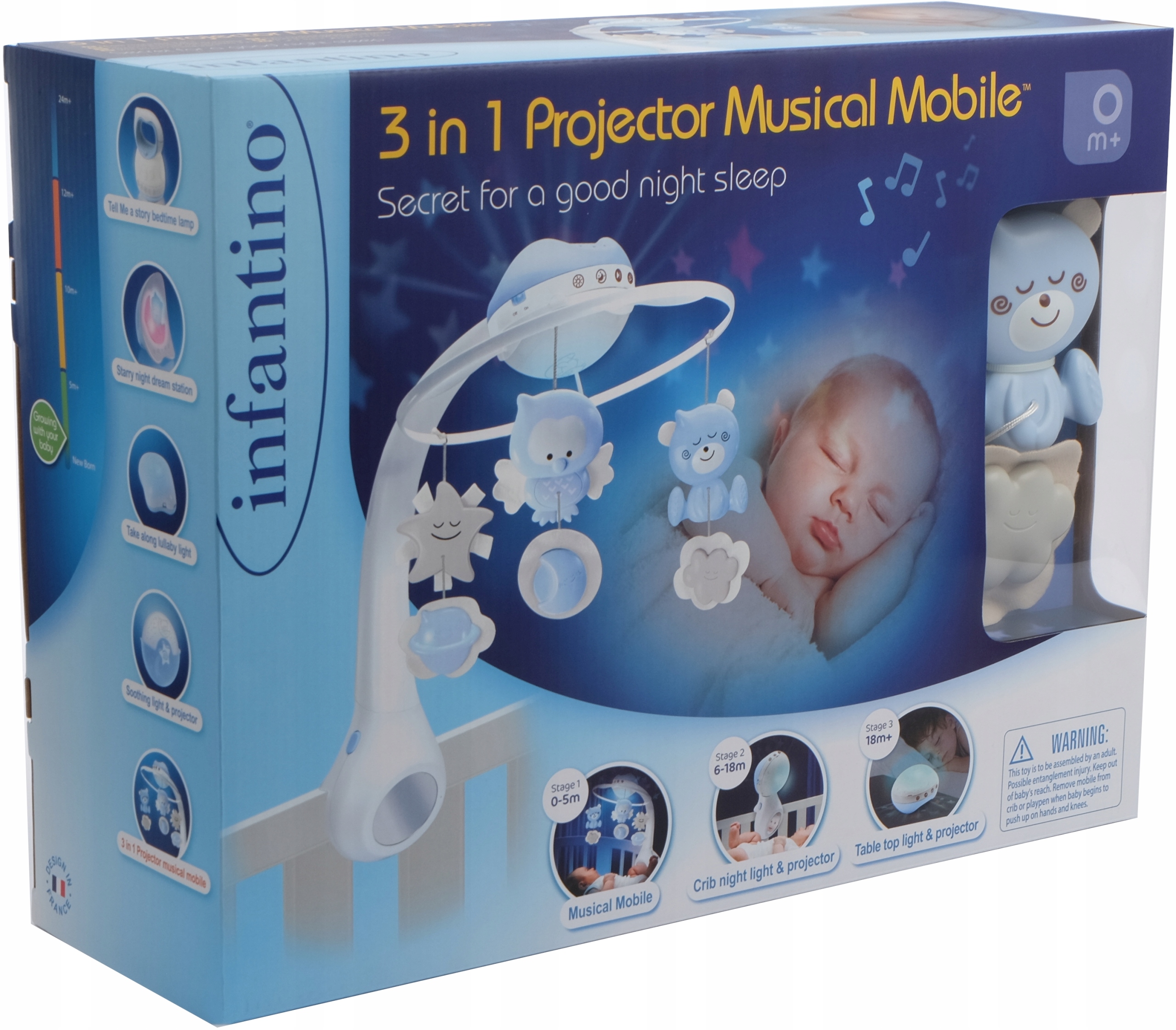 B-Kids KARUZELA DO ŁÓŻECZKA 3w1 PROJEKTOR LAMPKA Materiał Plastik