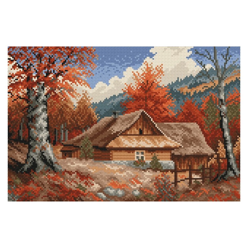 Kanwa Haft 24x36 Chaty Jesienią 4015 z muliną
