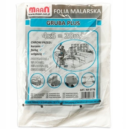 

Folia Malarska 4 x 5 M Gruba Plus Ochronna 25um