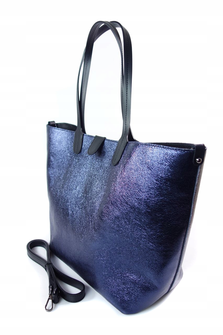 DUŻY SHOPPER XXL NA RAMIĘ WŁOSKA VERA PELLE BLUE Płeć kobieta