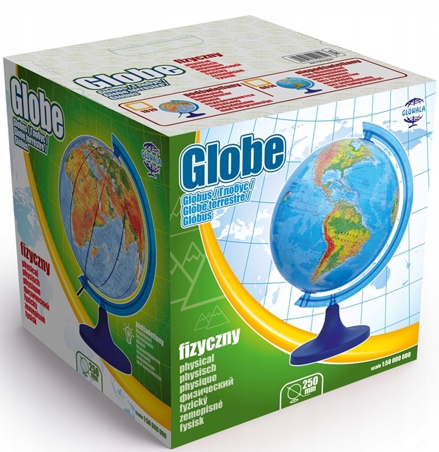 Globus FIZYCZNY podświetlany ** 3D ** 250 mm 25 cm Marka Głowala