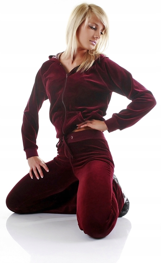 Dresy damskie welurowe, dres damski bordowy L Rozmiar L
