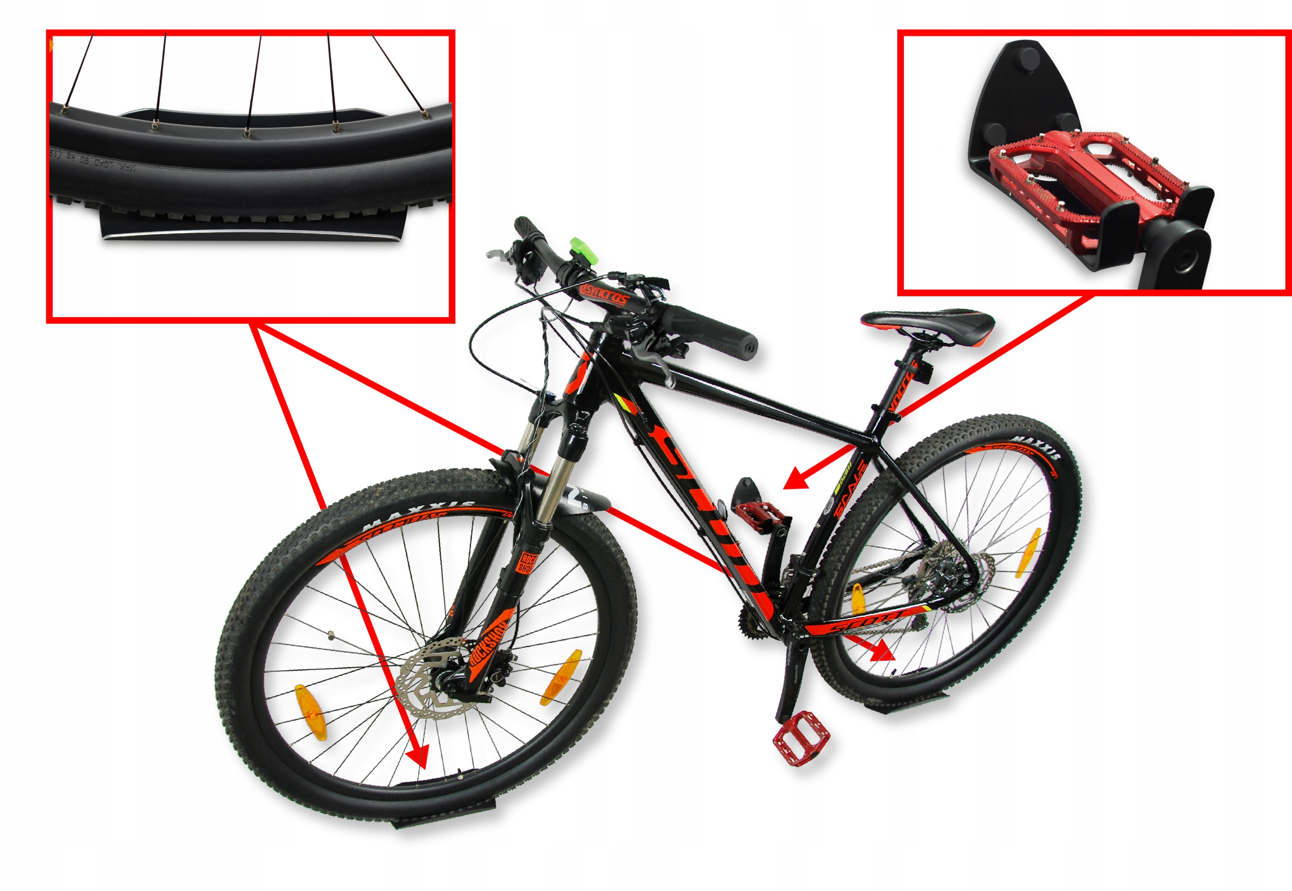 WIESZAK NA ROWER ZA PEDAŁ UCHWYT WS00 KOLORY Wysokość produktu 6 cm