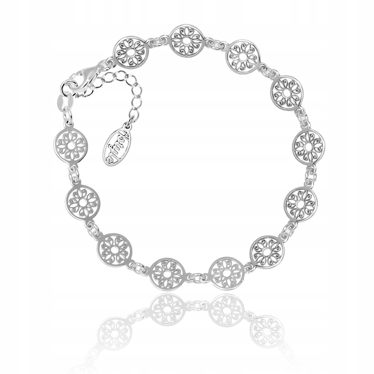 Náramek s prolamovanými kroužky stříbrný