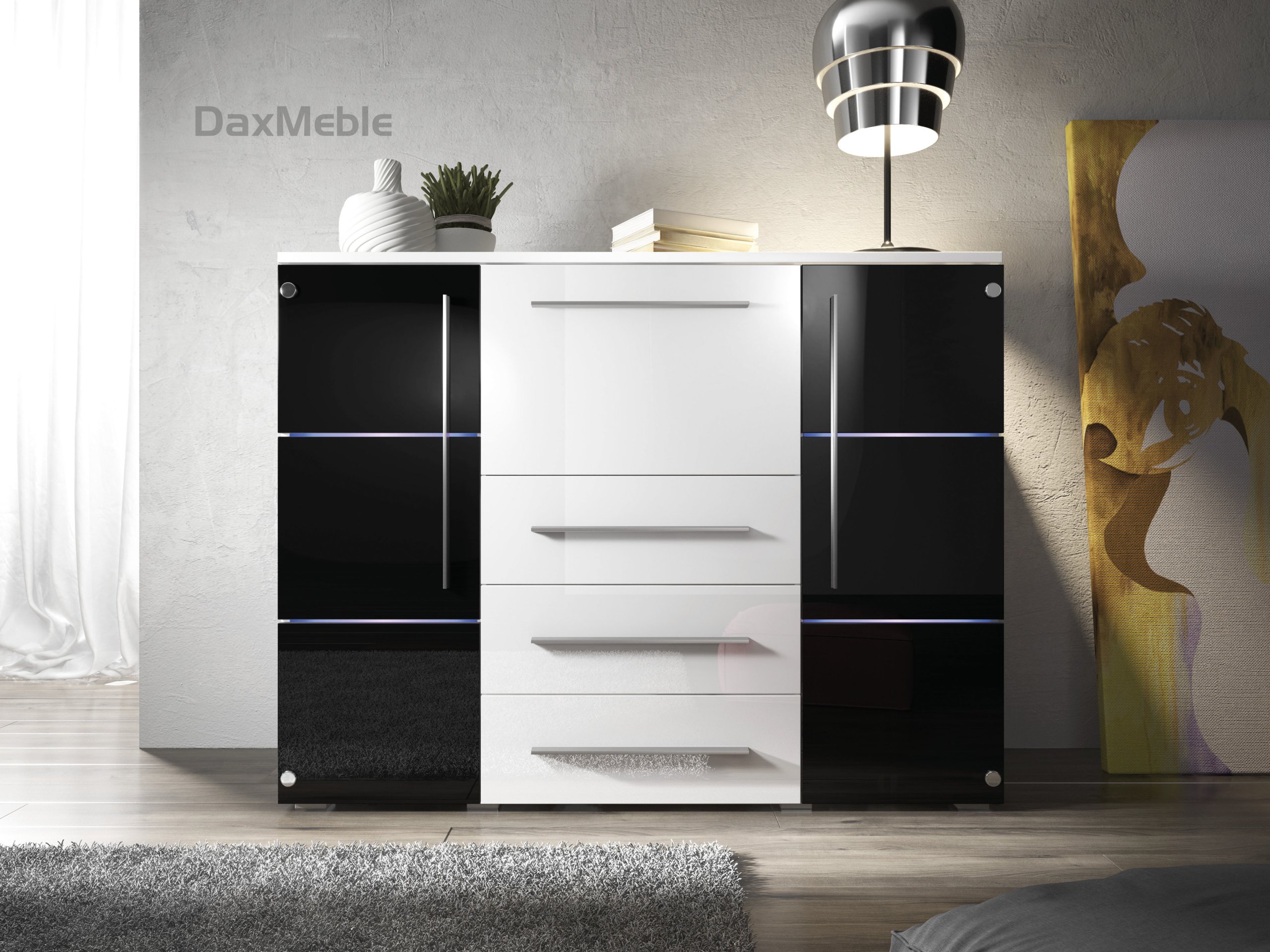 Komoda na wysoki połysk, LED GRATIS ! Kod producenta BON07