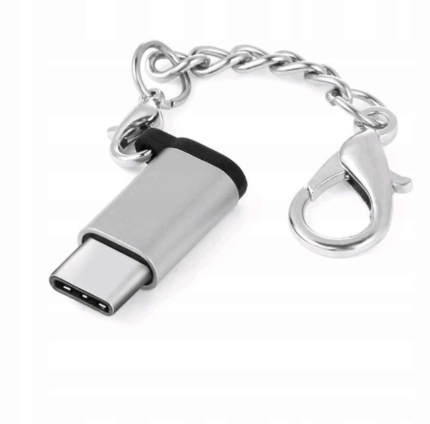 

Adapter brelok micro usb typ b na typ c srebrny