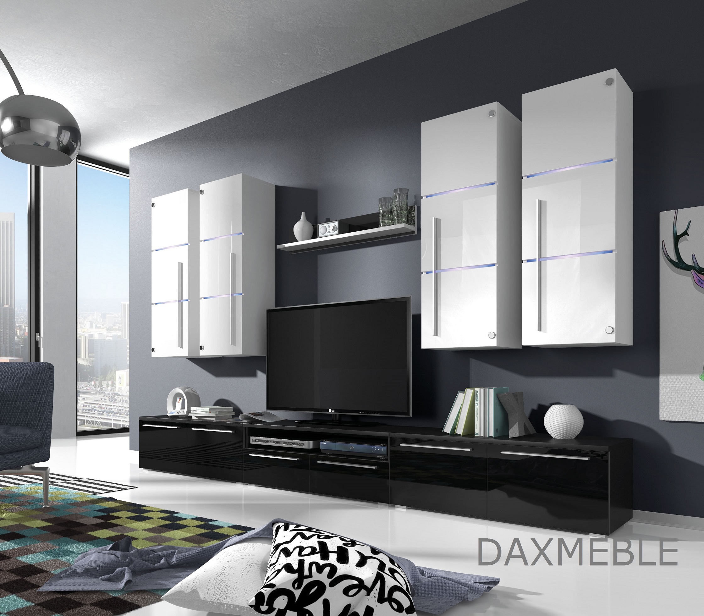 Komoda BONA - wysoki połysk, LED GRATIS! Wysokość mebla 115 cm