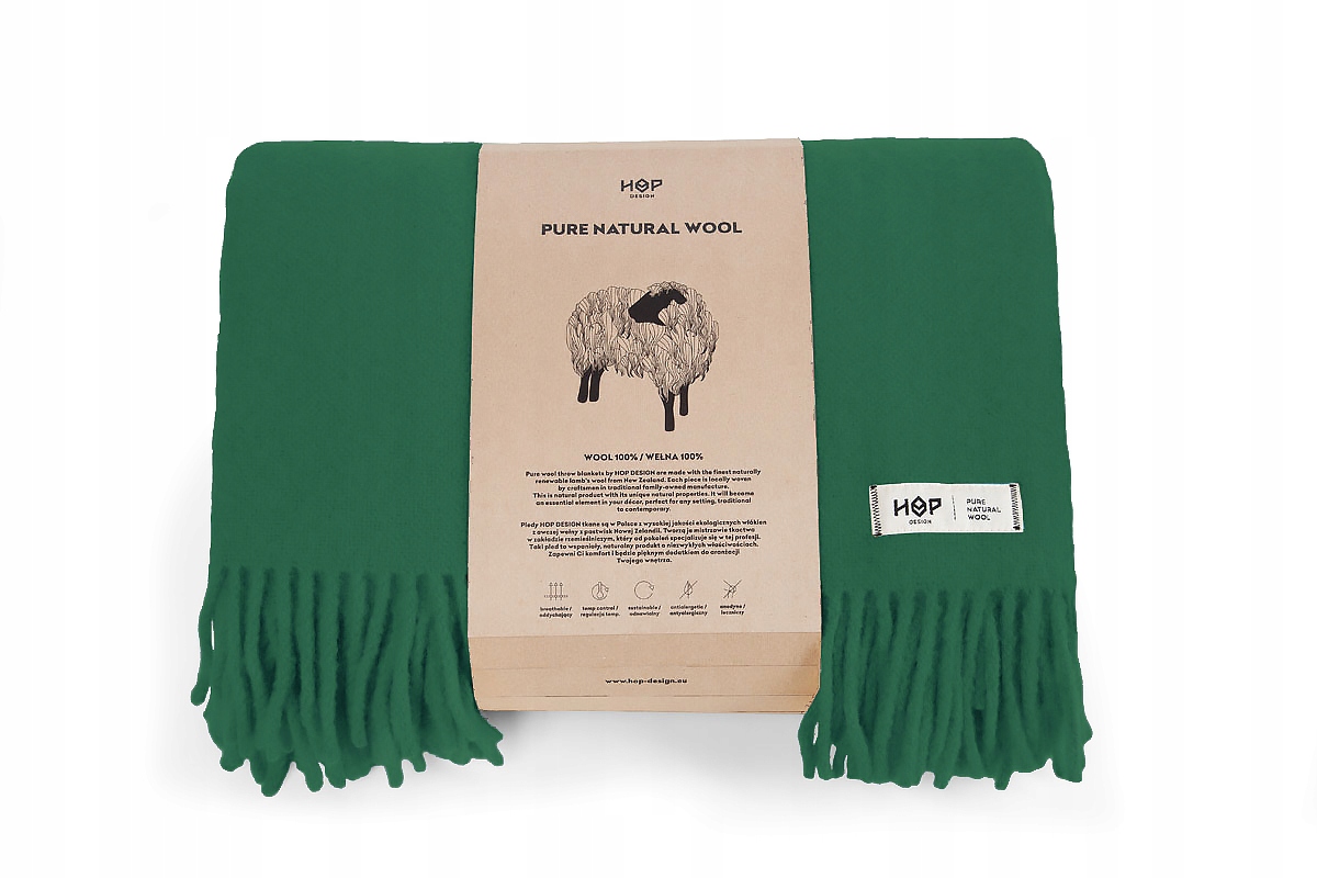 Deka Yeti Hop Design z čistej vlny 145x205, zelená