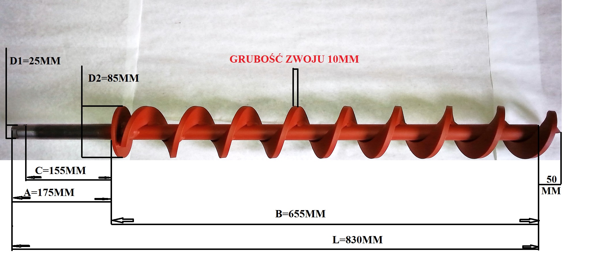 ŚLIMAK DO PIECA,KOTŁA-PRODUCENT-GRUBOŚĆ ZWOJU 10MM Kod producenta PODAJNIK