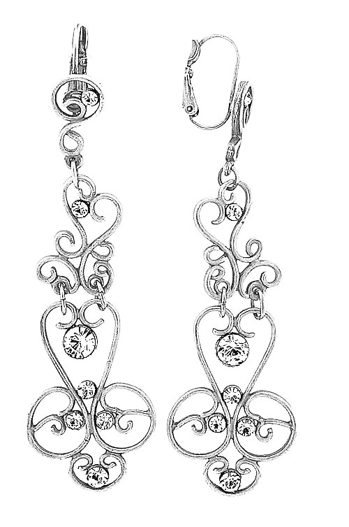 Dlouhé Stříbrné Náušnice S Krystaly Swarovski Glamour Trendy Na Svatební Hostina